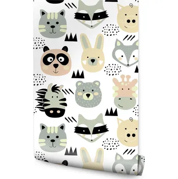 Fototapeta Dětská tapeta pohádková zvířátka vzory srdce