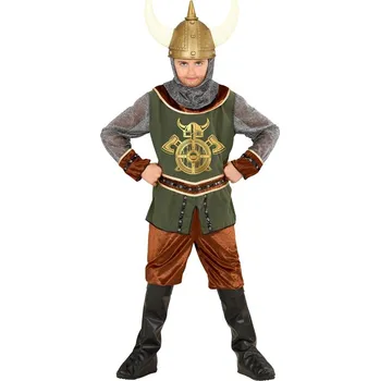 Karnevalový kostým Chlapecký kostým viking (top, kalhoty, návleky na boty, kapuce) - Pro věk 11-13 let