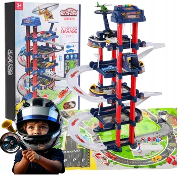 garáž PARKOVACÍ GARÁŽ PRO DĚTI INTERAKTIVNÍ PATROVÁ ZVUK SVĚTLO VÝTAH