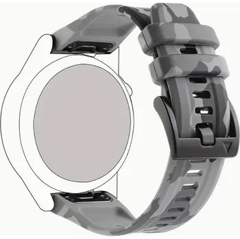Řemínek na hodinky Signální Camo černo šedý řemínek pro hodinky Garmin Fenix 5X / 6X / 7X / 8 (51 mm) (Silikonový řemínek pro chytré hodinky Garmin Fenix 5X / 6X / 7X / 8 (51 mm) šedá, černá kamufláž)