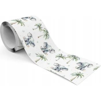 Obraz Dekorativní Bordura do dětského pokoje SLONI Palmy Rostliny Boho styl