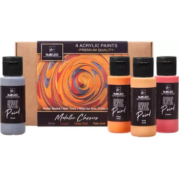 Speciální výtvarná barva Akrylové barvy na šablony - 4x60ml – Metallic Classics