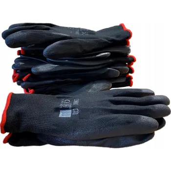 Pracovní rukavice Rukavice INDEX BHP POLYURETANOVÉ RUKAVICE BLACK PU velikost 6 - XS 10 párů