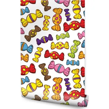 Fototapeta Tapeta do Ložnice Vzor Barevné bonbóny Sladkosti