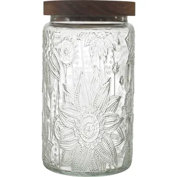 Sklenice Nábytek Pegas Sklenice Cisele s akáciovým víkem 1l květiny