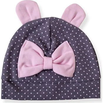 Kojenecká čepice Gamex Čepička s oušky ŠEDÁ PUNTÍKY - 68