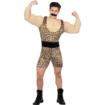 Karnevalový kostým Pánský kostým svalovec s knírkem - XL
