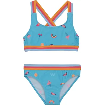 Dívčí plavky Dívčí plavky COLOR KIDS-Bikini W. Contrast Straps, AOP-7452-River Blue Modrá 104