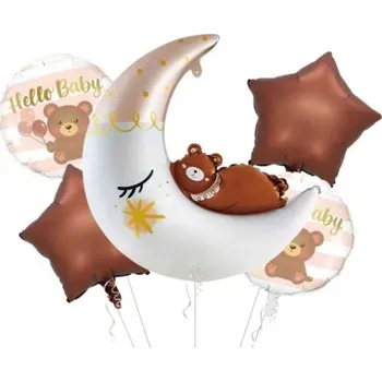 Balónek SADA BALÓNKŮ MEDVÍDEK MĚSÍC 1. NAROZENINY dekorace helium 5 ks