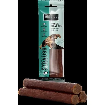 Chewies Hundezigarren Pštrosí salámky s malinami a rybízem 75 g