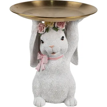 Bytová dekorace Clayre & Eef - Dekorativní figurka králíka s miskou 6PR5197