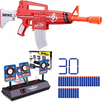 Dětská zbraň NERF SADA FORTNITE PUŠKA M16 INSIGHTFUL + ELEKTRONICKÝ TERČ + 40 ŠIPEK