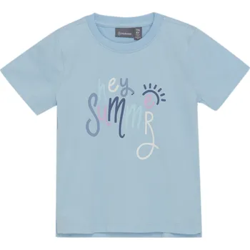 Pánské tričko Dívčí tričko s krátkým rukávem COLOR KIDS-Girls T-shirt W. Print S/S-7148-Summer Song Modrá 128