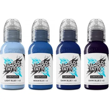 Tetovací barva WORLD FAMOUS LIMITLESS - Shades of Blue Set (4x 30 ml)
