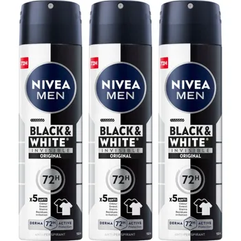 NIVEA MEN Black&White Antiperspirant ve spreji pro muže do podpaží 72h 150 Ml x3