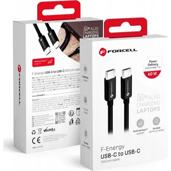 Datový kabel Kabel Forcell USB typ C - USB typ C 3 m černý