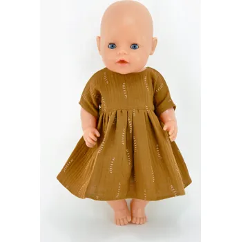Doplněk pro panenku Šaty pro panenku Baby Born 43 cm, Paola Reina 42 cm, hnědé