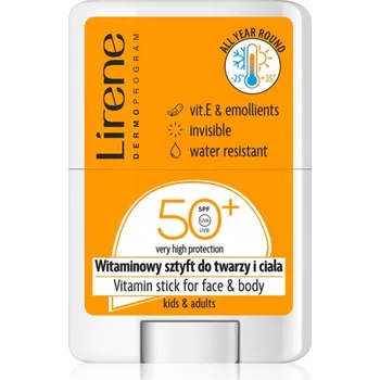 Přípravek na opalování Lirene Vitamin Stick For Face&Body lokální péče proti slunečnímu záření na obličej a tělo SPF 50 15 g