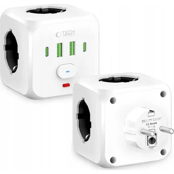 Napájecí kabel Rozbočovač do zásuvky, 3x AC typ Schuko, 2x USB-A, 2x USB-C, Tech-Protect