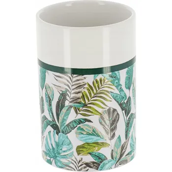 Držák na kartáček Kelímek do koupelny Jardin, exotický vzor, na kartáčky, bílý, elegantní