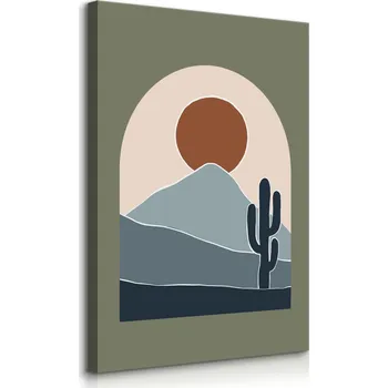 Obraz OBRAZ DO OBÝVÁKU POUŠŤ STYL BOHO HORY KRAJINA KAKTUSY ABSTRAKCE 30x40