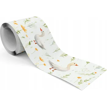 Fototapeta Samolepicí Dekorativní Bordura pro děti HUSY Akvarelové květiny Listy