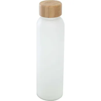 Láhev Lume o objemu 500 ml, z matného sodnovápenatého skla s bambusovým víčkem - Bílá