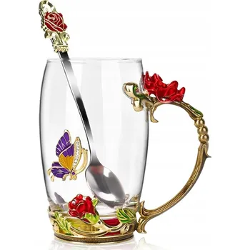 Šálek Sklenice na kávu, květinový čaj na horké i studené nápoje OCEL