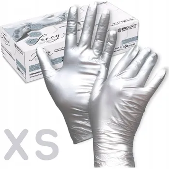 Vyšetřovací rukavice PERLEŤOVÉ NITRILOVÉ RUKAVICE UNIGLOVES STŘÍBRNÉ XS 100KS