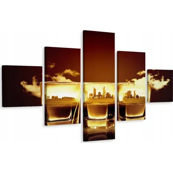 Obraz Vícedílný obraz WHISKEY Ve Skle Město 3D 250x150