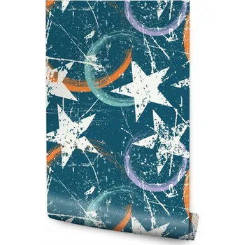 Fototapeta Tapeta pro mládež hvězdičky malované vzory kruhy