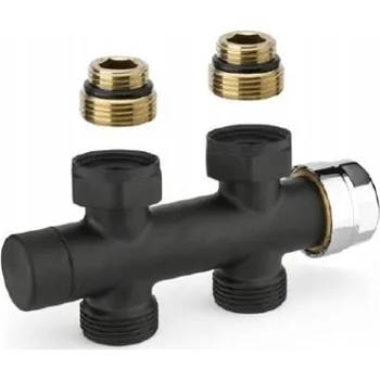 Ventil Přímý ventil k radiátoru DUO/ČERNÝ MAT Termostatický 1/2x3/4 M30x1,5 CU/PEX