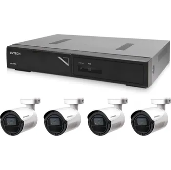 Kompletní kamerový systém Kamerový set 1x AVTECH NVR AVH1104 a 4x 2MPX IP Bullet kamera AVTECH DGM2103SV + 4x Kabel UTP 1x RJ45 - 1x RJ45 Cat5e 15m!