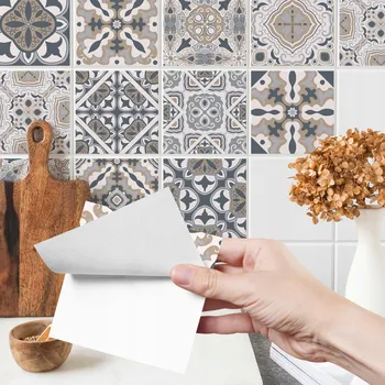 Obraz Samolepky Laminované na obkladačky Béžová MAROCKÁ MOZAIKA Sada 24 ks