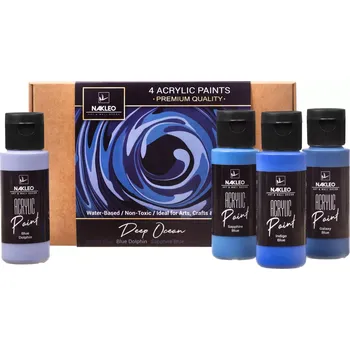 Speciální výtvarná barva Akrylové barvy na šablony - 4x60ml – Deep Oceán