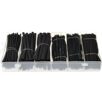 Smršťovací hadičky - bužírky, černé, délka 95 mm, sada 196 kusů GEKO G02925