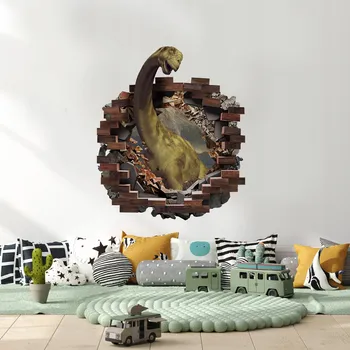 Fototapeta Samolepka PRO DĚTI Díra ve Zdi DINOSAURUS 3D