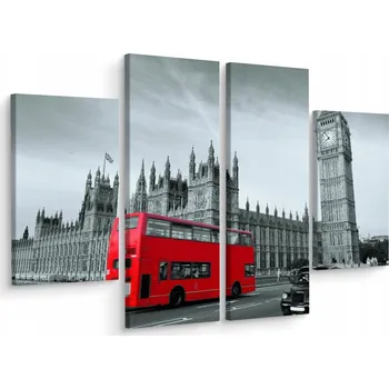 Obraz Obraz Čtyřdílný LONDÝNSKÝ Autobus Dekor 3D 80x60