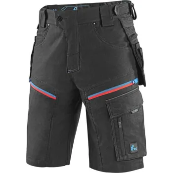 pracovní kraťasy CXS Kraťasy LEONIS, pánské, černé s modro/červenými doplňky, vel. 60