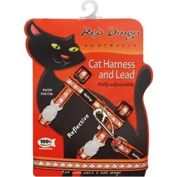 Postroj pro psa Postroj RD s vodítkem - kočka - Fish Rfx- Oranžová