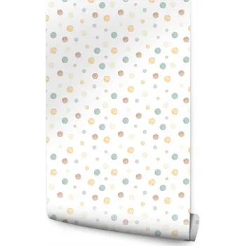 Fototapeta Tapeta v roli pro děti, HRÁŠKY, drobné akvarelové tečky, Boho styl