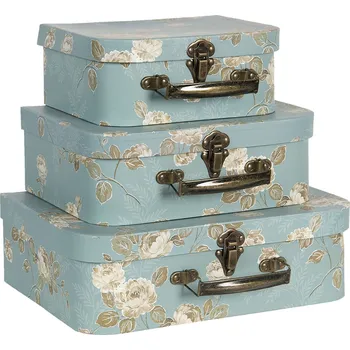 Úložný box Clayre & Eef - Sada tří kartonových úložných kufříků 64753
