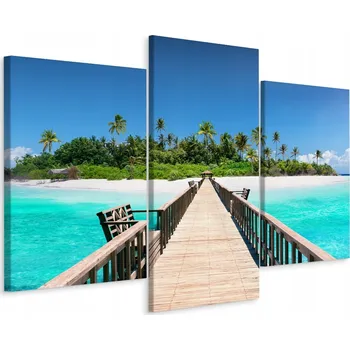 Obraz Obraz Triptych MOLO Palmy Oceán 3D Efekt 90x60