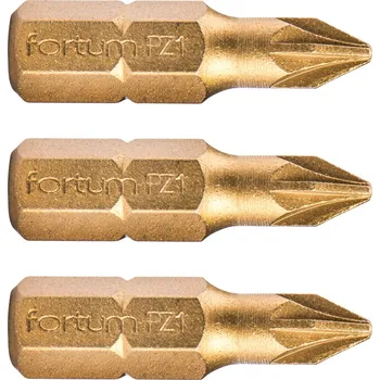 Bit Hrot křížový pozidriv, sada 3ks, PZ 1x25mm,titan. úprava, S2 FORTUM