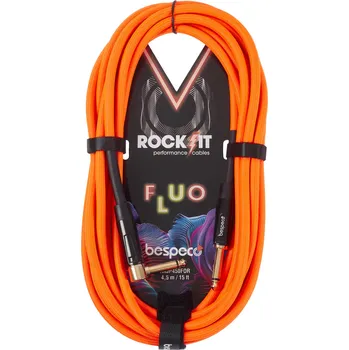 Příslušenství ke zvukové technice Bespeco ROCKIT FLUO Orange 4,5 m Right Angle + prodloužená záruka 3 roky