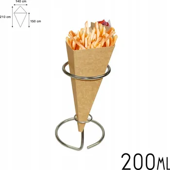 Jednorázové nádobí EKO kornoutky na hranolky + omáčka, objem 150g /200 Ml, 100 ks