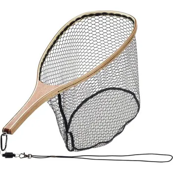 Rybářská síť Garbolino muškařský podběrák s magnetem Caoutchouc+Aimant Gilet (Dřevěný podběrák s pogumovanou sítí.)