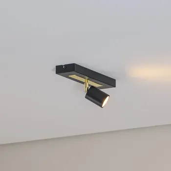 Lampička Luminex Stropní bodové světlo Rodez, černé/zlaté, délka 30 cm, ocel - Výška baldachýnu 3 cm černá, zlatá 1 x 8 W LED - Doprava zdarma