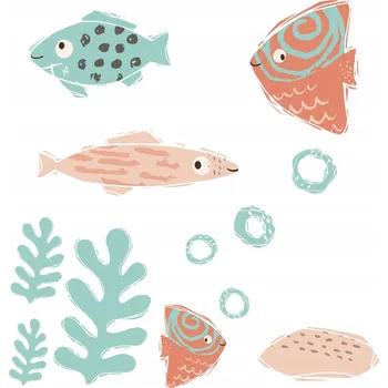 Samolepící dekorace Nálepky na zeď Barevné Rybičky Rostliny 75x150