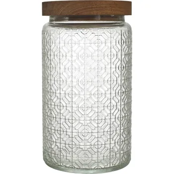 Sklenice Nábytek Pegas Sklenice Cisele s akátovým víkem 1l vitráž